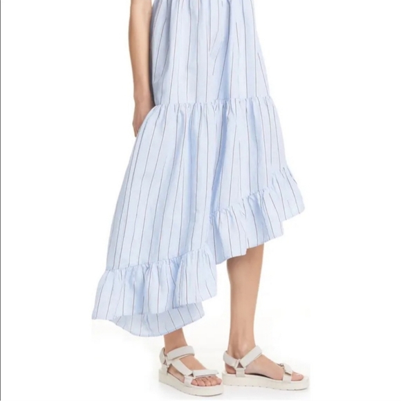 Frame Gemma Asymmetrical Dress In Ciel Multi Size Small - Picture 4 of 13